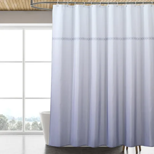 Miniatura 10 de LLSCL Cortina de ducha de tela azul con contrapeso inferior, calidad de hotel impermeable, 72 x 72 pulgadas, lavable a máquina Azul marino