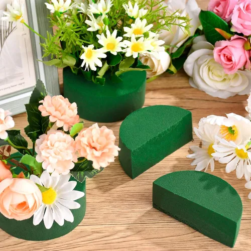 Miniatura 5 de 6 bloques de espuma florales redondos de 3.8 pulgadas, espuma de flores verdes húmedas y secas para flores frescas y artificiales, boda