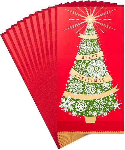 Hallmark Paquete de tarjetas de regalo o dinero de Navidad, Thinking of You at Christmas (10 tarjetas con sobres)
