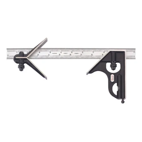 Miniatura 18 de Starrett Escuadra de combinación de acero con cabeza cuadrada - Longitud de hoja de 300 mm, cabezas de hierro fundido, pestillo reversible, punta