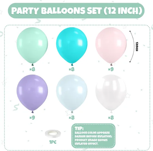 Miniatura 15 de Globos rosados y morados, 50 unidades de 12 pulgadas, globos de confeti, globos de látex metálicos rosados y morados con cinta, globos de fiesta