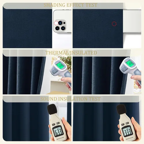 Miniatura 82 de Cream Linen Blackout Curtains 96 Length 2 Panels Set for Living Room Bedroom, 100% Black Out Thermal Insulated Linen Drapes, Room Darkening Grommet