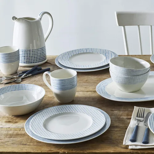 Miniatura 7 de Noritake Juego de 4 tazas de hamaca azul, 15 onzas.