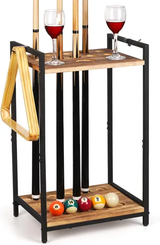 Soporte para palos de billar – Soporte de piso independiente para taco de billar, soporte de madera para palos de billar de 10 agujeros para sala de