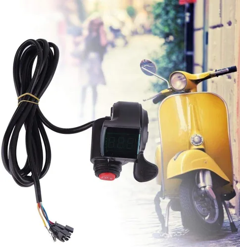 Miniatura 3 de Tbest Acelerador de pulgar, acelerador con pantalla, conjunto de control de velocidad del acelerador de pulgar de 12 V 99 V para scooter eléctrico