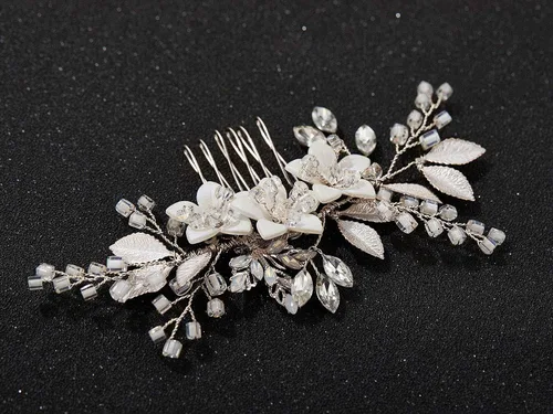 Miniatura 5 de SWEETV Peine de pelo de boda clip de cristal nupcial boda accesorios para el cabello para novias y damas de honor, plata