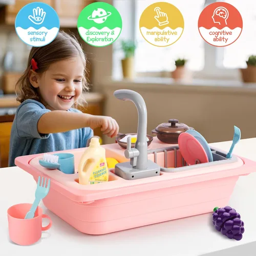 Miniatura 4 de Asweets Juguetes para fregadero de cocina que cambian de color, juguetes para fregadero para niños pequeños con agua corriente, juguetes de juego