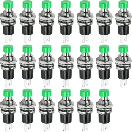 Miniatura 17 de Ampper Mini interruptores momentáneos de botón, 2 pines de encendido y apagado 1A, 250 V, CA, 0.276 in, redondo, SPST, interruptor de botón Negro