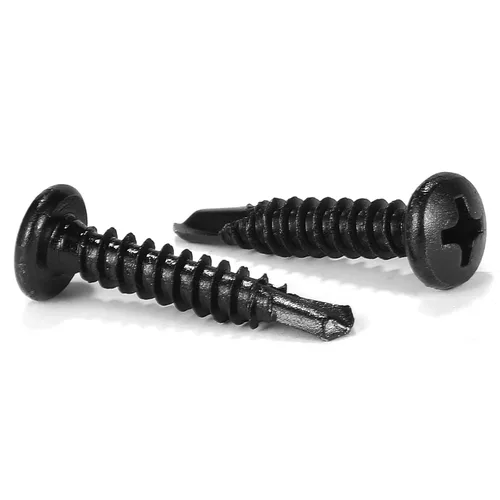 #8 x 1 Tornillos de chapa metálica 100 piezas 410 tornillos Tek de cabeza plana de acero inoxidable Tornillos autorroscantes rápidos Óxido negro por