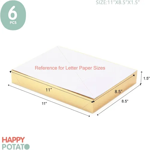 Miniatura 5 de HAPPY POTATO 12 cajas de regalo de Navidad con tapas de 11 x 8.5 x 1.5 pulgadas, cajas de regalo doradas para camisas, cajas de regalo para ropa