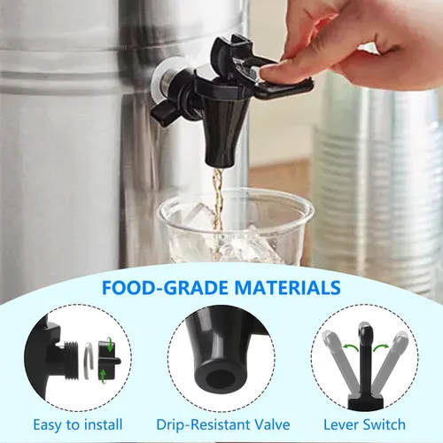 Miniatura 2 de Paquete de 2 grifos de repuesto 03260.0002 para dispensador de té, grifo reutilizable para urna de té con 2 tuercas de ala y 2 anillos en C por