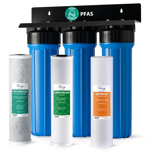 Miniatura 11 de iSpring WGB32BM - Sistema de filtración de agua de 3 etapas para toda la casa, con sedimento azul grande de 20 pulgadas, bloque de carbono