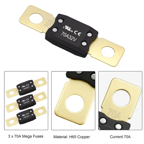 Miniatura 3 de Fusible MEGA/AMG 70A, certificación UL, montaje de perno de alta corriente automotriz de 70 amperios para automóviles, remolques, camiones