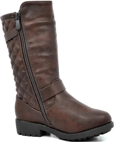 Miniatura 6 de DREAM PAIRS - Botas de invierno para montar en motocicleta para niñas, con forro de piel sintética, altura hasta la rodilla, tallas ToddlerLittle