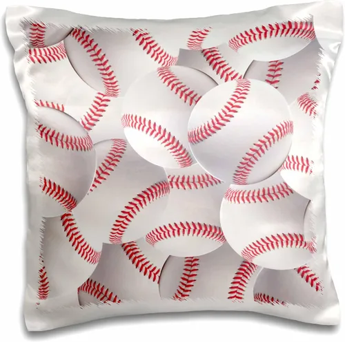 3dRose Patrón de béisbol, bolas blancas y rojas, base de pelota deportiva, deportiva, deportiva, equipo, para niños, funda de almohada, 16.0 x 16.0