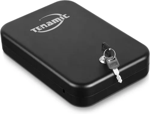Miniatura 12 de Tenamic Caja de seguridad para pistolas, caja de seguridad portátil para viajes, caja de seguridad de acero sólido para armas en el hogar, cajas