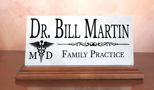 Miniatura 6 de Placa de identificación de escritorio para médico, placa de identificación personalizada para médicos, para escritorio o estante, mármol sólido MD