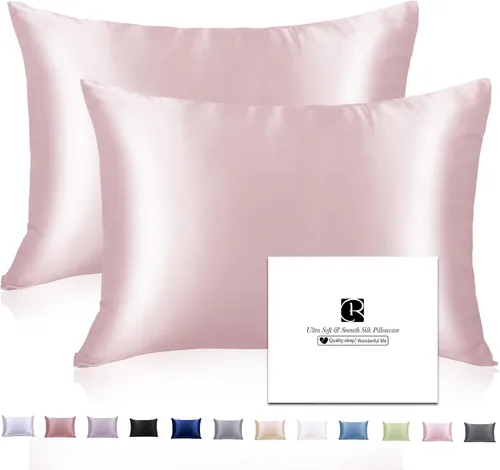 Ravmix - Juego de 2 fundas de almohada de seda para cabello y piel con cremallera oculta, juego de 2 fundas de almohada de seda de morera 21Momme de