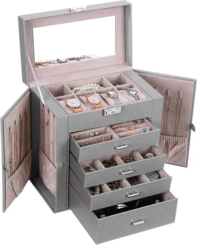 ANWBROAD Joyero con cajones extraíbles para mujer organizador de joyas grande de diferentes maneras para todas tus joyas estuche de joyería