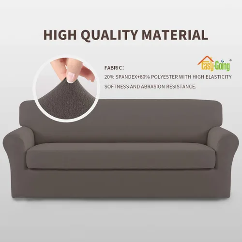 Miniatura 3 de Easy-Going - Fundas elásticas de microfibra para sofá, 2 piezas Gris pardo