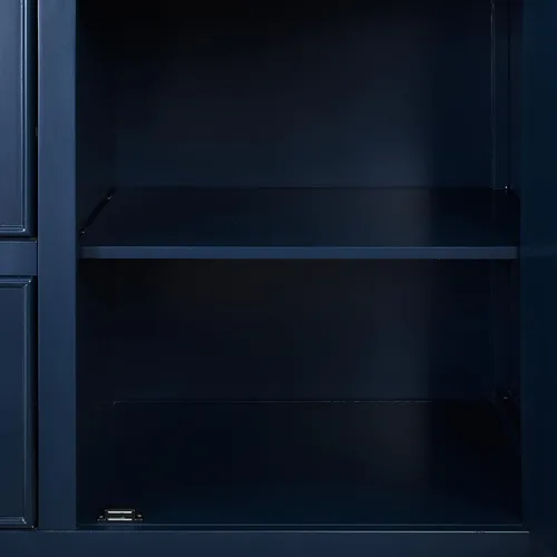 Miniatura 13 de Crosley Furniture Cutler - Isla de cocina con parte superior de mármol sintético con almacenamiento, barra de desayuno, soporte para microondas
