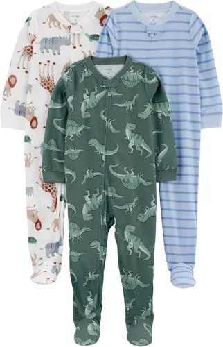 Miniatura 33 de Simple Joys by Carter's - Pijama de forro de vellón resistente al fuego para niños pequeños y bebés, holgada, con pies, paquete de 3