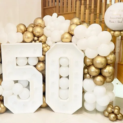 Miniatura 5 de Kit de arco de globos dorados metálicos de 135 piezas de diferentes tamaños de 18, 12, 10, 5 pulgadas, kit de arco de globos dorados cromados