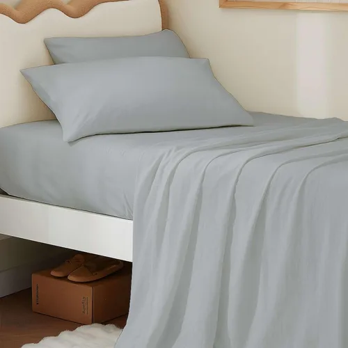 Miniatura 24 de Juego de sábanas de 4 piezas tamaño matrimonial para caravanas (53 x 75), color gris claro, bolsillo profundo para colchones de 15 pulgadas, Gris