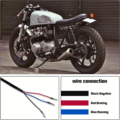 Miniatura 6 de Rich Choices - Faro trasero de motocicleta, luces de freno, lámpara de marcha para Cafe Racer, Chopper, Bobber Rojo