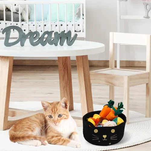 Miniatura 7 de Zopeal Cesta de almacenamiento tejida para gatos, organizador tejido con orejas, juguete decorativo de Navidad para mascotas, bonita canasta