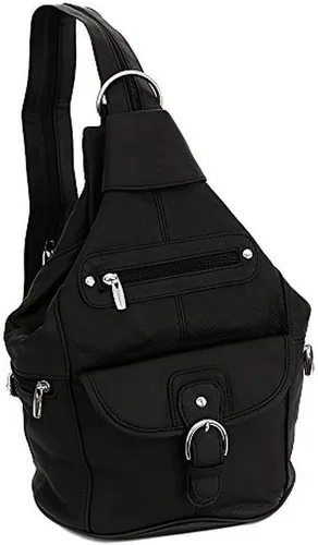 Mochila convertible de cuero para mujer, 7 bolsillos, tamaño mediano, bolsa de hombro