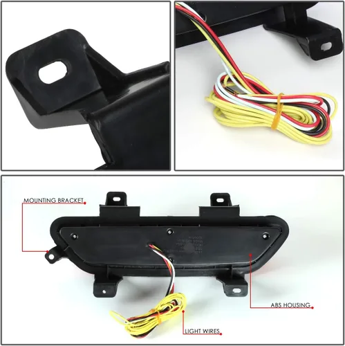 Miniatura 4 de DNA MOTORING 3BL-FM15-3D-LED-BK-SM - Tercera luz de freno LED de montaje alto con carcasa negra [compatible con Ford Mustang 15-18] Negro/humo