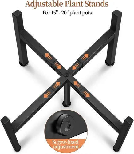 Miniatura 4 de LUBORN Soporte para plantas para interiores y exteriores, soportes ajustables para plantas grandes de 15 a 20 pulgadas, soporte de metal de mediados