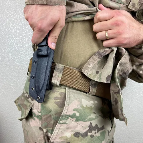 Miniatura 4 de Cuchillo táctico de caza de hoja fija - Espiga completa, marrón coyote