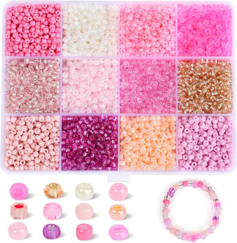 Miniatura 7 de 7380 cuentas de semillas de vidrio, cuentas de semillas de pulsera 8/0 de 0.118 pulgadas para joyería, 12 colores redondos surtidos para pulseras