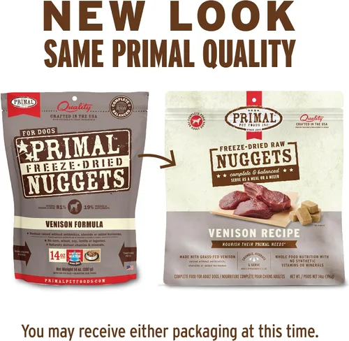 Miniatura 2 de Primal - Nuggets de comida cruda liofilizada para perros, venado, comida completa y equilibrada, también se puede utilizar como adorno o golosina