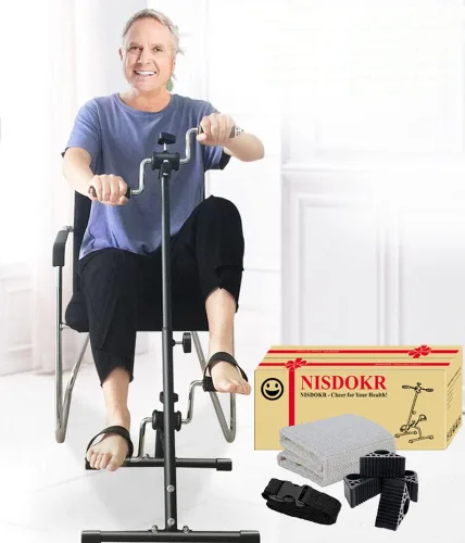 Pedal ejercitador de bicicleta para manos, brazos, piernas y rodillas, equipo de fitness ajustable para personas mayores, bicicleta de pedaleo para