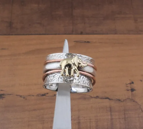Miniatura 36 de Boho Spinner Ring, Mothers Day Gift, Silver 925 Women Ring, Sterling Silver 925 Ring, Fidget Spinner Ring,Women Silver Anxiety Ring