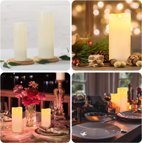 Miniatura 4 de Juego de 9 velas LED sin llama, funciona con pilas, 4, 5, 6, 7, 8, 9 x 2.2 pulgadas de profundidad, velas eléctricas LED de cera real parpadeantes
