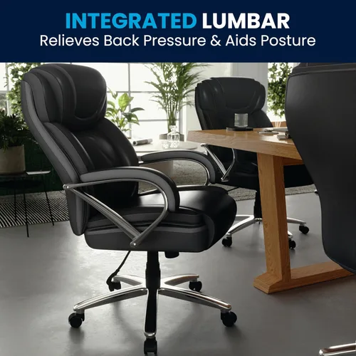 Miniatura 9 de Flash Furniture HERCULES Series Big & Tall - Silla de oficina ergonómica giratoria ejecutiva LeatherSoft de 500 libras con asiento extra ancho