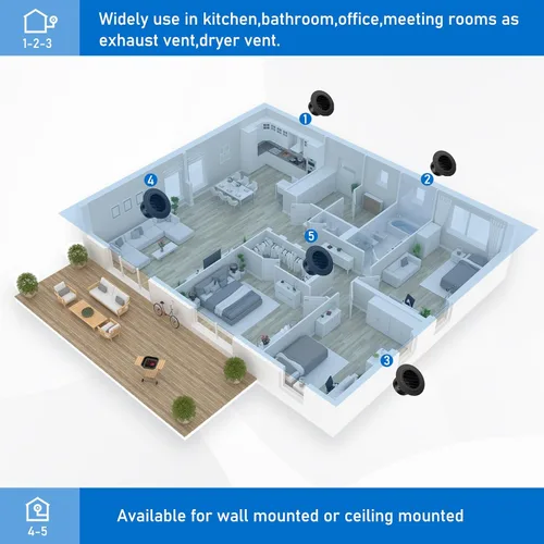 Miniatura 3 de Hon&Guan Respiradero de Escape de Alero de 3 pulgadas, Cubierta de Ventilación de Aire Redonda de 3'' con Malla Antimoscas Incorporada para Baño