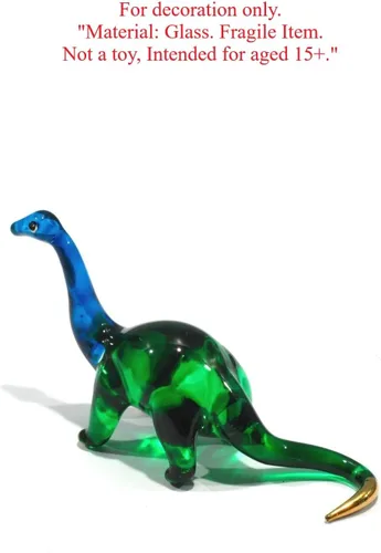 Miniatura 7 de Mini arte de vidrio soplado hecho a mano de 2.5 pulgadas, figura jurásica de dinosaurio brontosaurio, cosas geniales, animales en miniatura