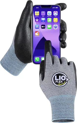 Guantes de trabajo de seguridad con dedos táctiles, 3 pares de guantes de trabajo delgados y ligeros, ideales para trabajadores de almacén, Gris