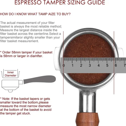 Miniatura 5 de SANTOW Manipulador de café expreso de 2.008 in, manipulador de café barista con base plana de acero inoxidable - Manipulación profesional de mano