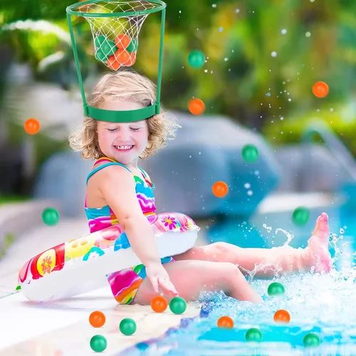 Miniatura 6 de Hooqict Paquete de 3 piezas de juego de fiesta de baloncesto para niños y adultos, juego de diadema ajustable con 40 bolas para fiesta de carnaval