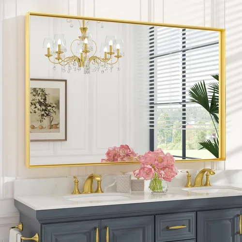 Miniatura 83 de Keonjinn - Espejo rectangular con marco negro para baño de 40 x 30 pulgadas, espejo de pared para sobre el lavabo, espejos de tocador de metal