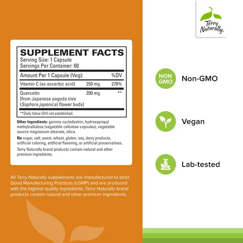 Miniatura 2 de Terry Naturally EuroPharma Quercetina con Vitamina C Extra Strength - Ultra Absorción 60 Cápsulas