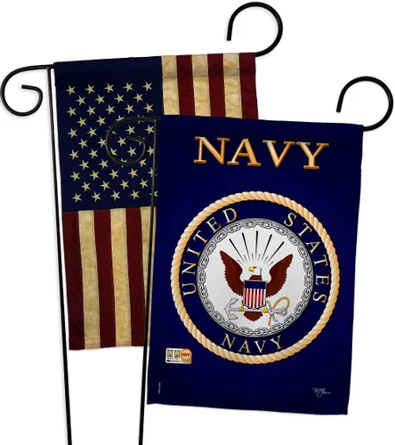 Miniatura 23 de Breeze Decor Bandera de jardín de 13 x 18.5 pulgadas, con licencia oficial de las Fuerzas Armadas de los Estados Unidos de la Marina de los Estados