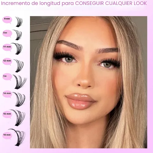 Miniatura 5 de Extensiones de pestañas Pawotence, racimos de 280 piezas, pestañas individuales en racimo, extensiones de pestañas 50D, mezcla de 9-16 mm, racimos