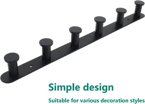 Miniatura 6 de Perchero de pared de acero inoxidable, resistente para colgar en la entrada, estante multiusos con 6 ganchos para dormitorio, baño, pasillo, garaje